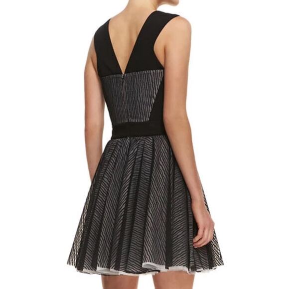 Robert Rodriguez Black Zebra Party Dress - 10 Fit & Flare Pleated Holiday $565 - Picture 2 of 9
